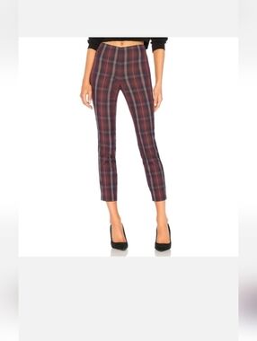 rag & bone Simone Trousers In Burgundy and Navy Plaid Skinny Pants Size 0